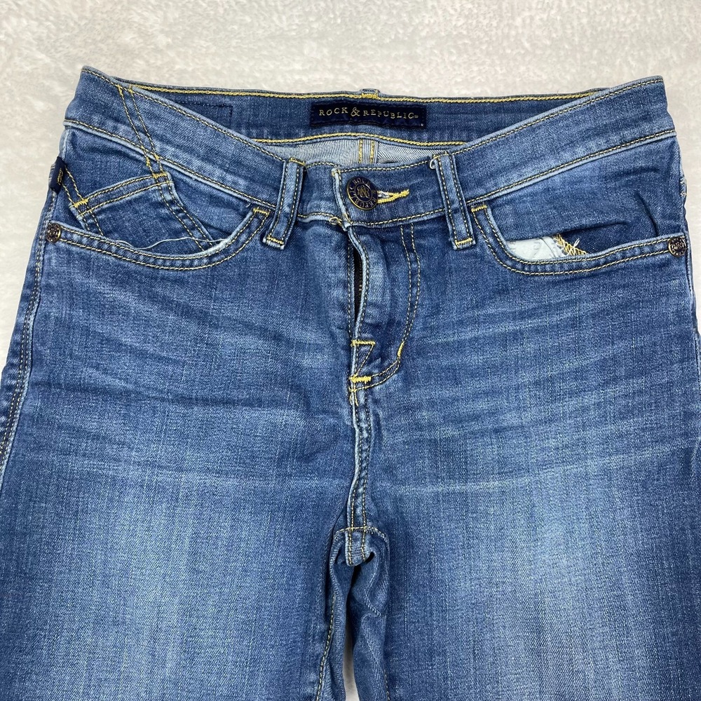 Rock & Republic Roskilde Cropped Jeans Women's 8 Blue Denim Classic - 28X18 - Picture 13 of 14